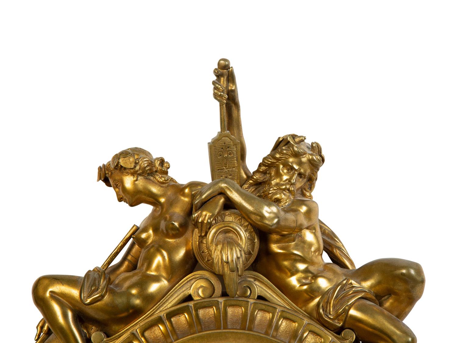 A Louis XVI Style Gilt Bronze Figural Wall Clock — 19TH CENTURY