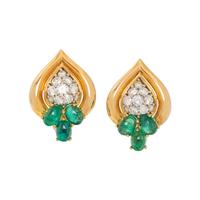 EMERALD, DIAMOND, AND YELLOW GOLD EARRINGS