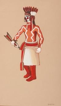 Untitled, Hopi Katsina Dancer, Signed Lomayesva