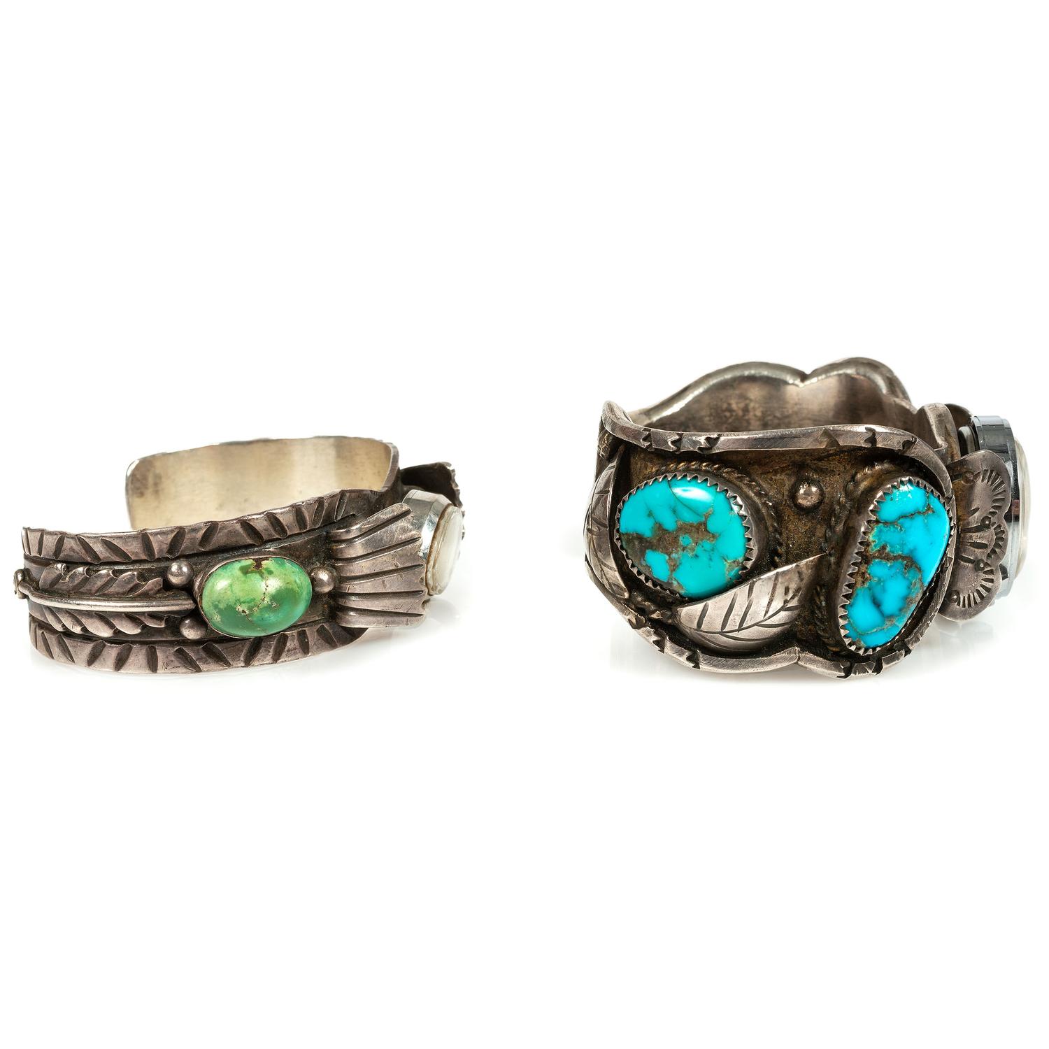 Navajo Silver and Turquoise Cuff Watch Bands