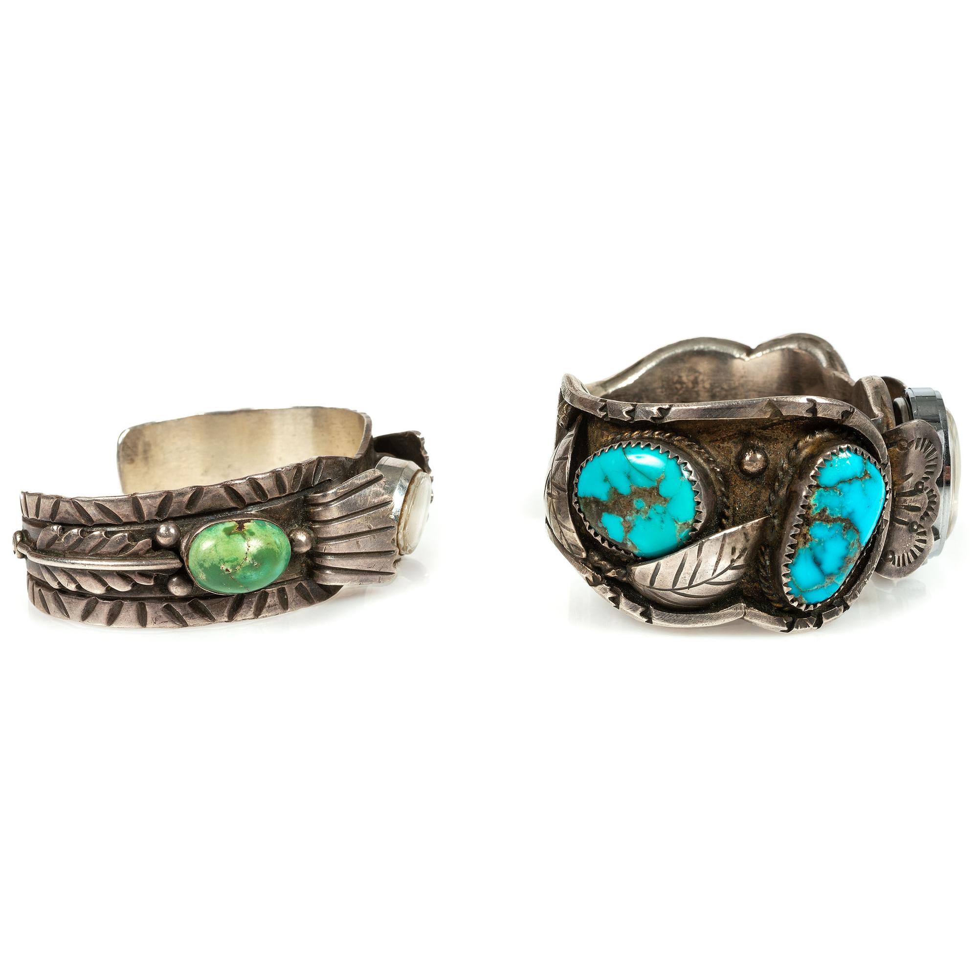 Navajo Silver and Turquoise Cuff Watch Bands
