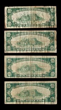 A Group of Four Series 1929 National Bank: Type 1 $10 Notes