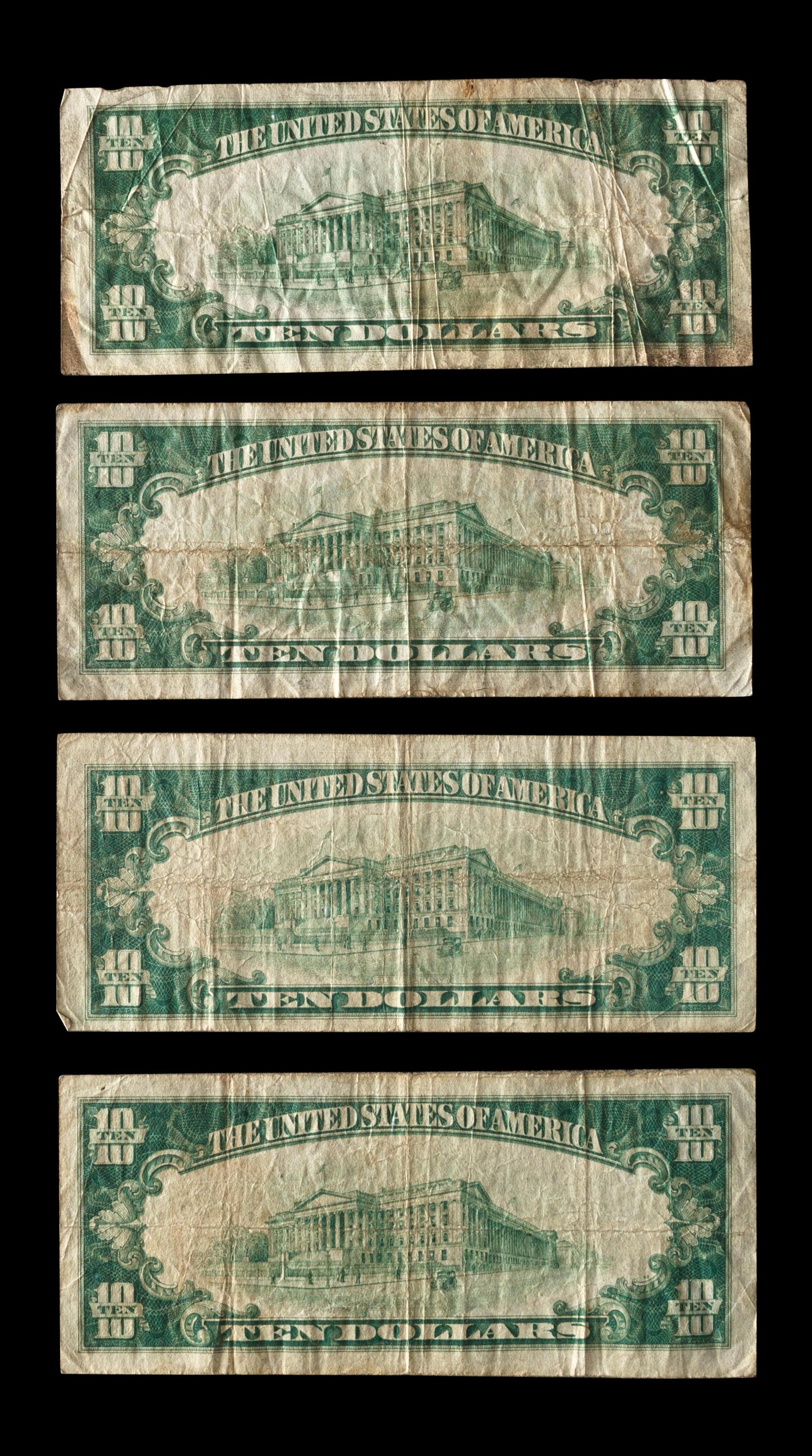 A Group of Four Series 1929 National Bank: Type 1 $10 Notes
