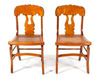 A Pair of American Empire Tiger Maple Side Chairs