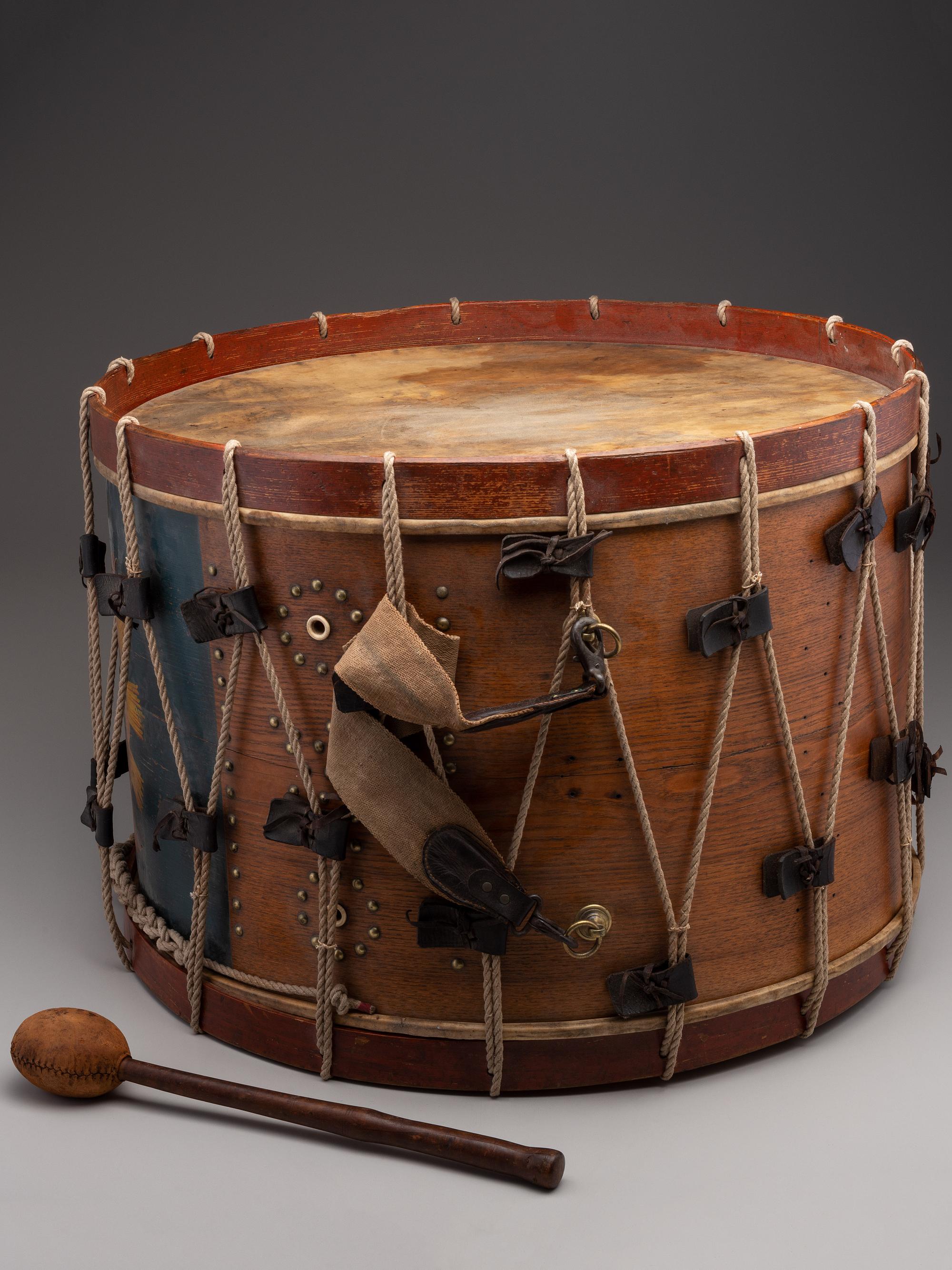 [CIVIL WAR]. Regulation US Infantry bass drum with beater. Manufactured by Horstmann Brothers Co., Philadelphia.