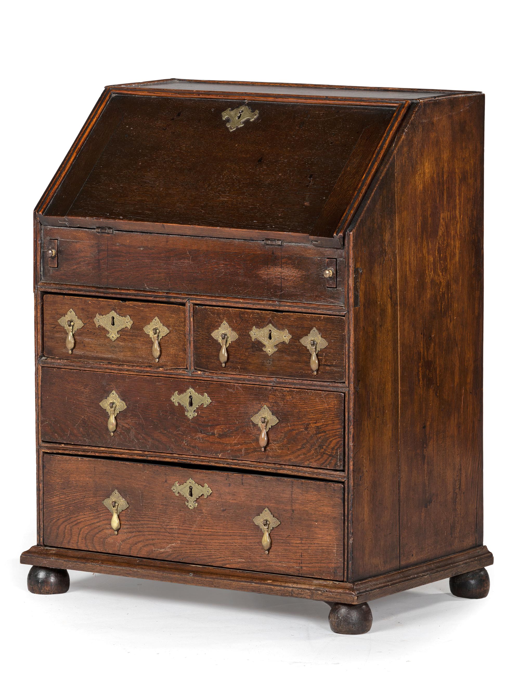 A William and Mary Diminutive Oak Slant Front Desk