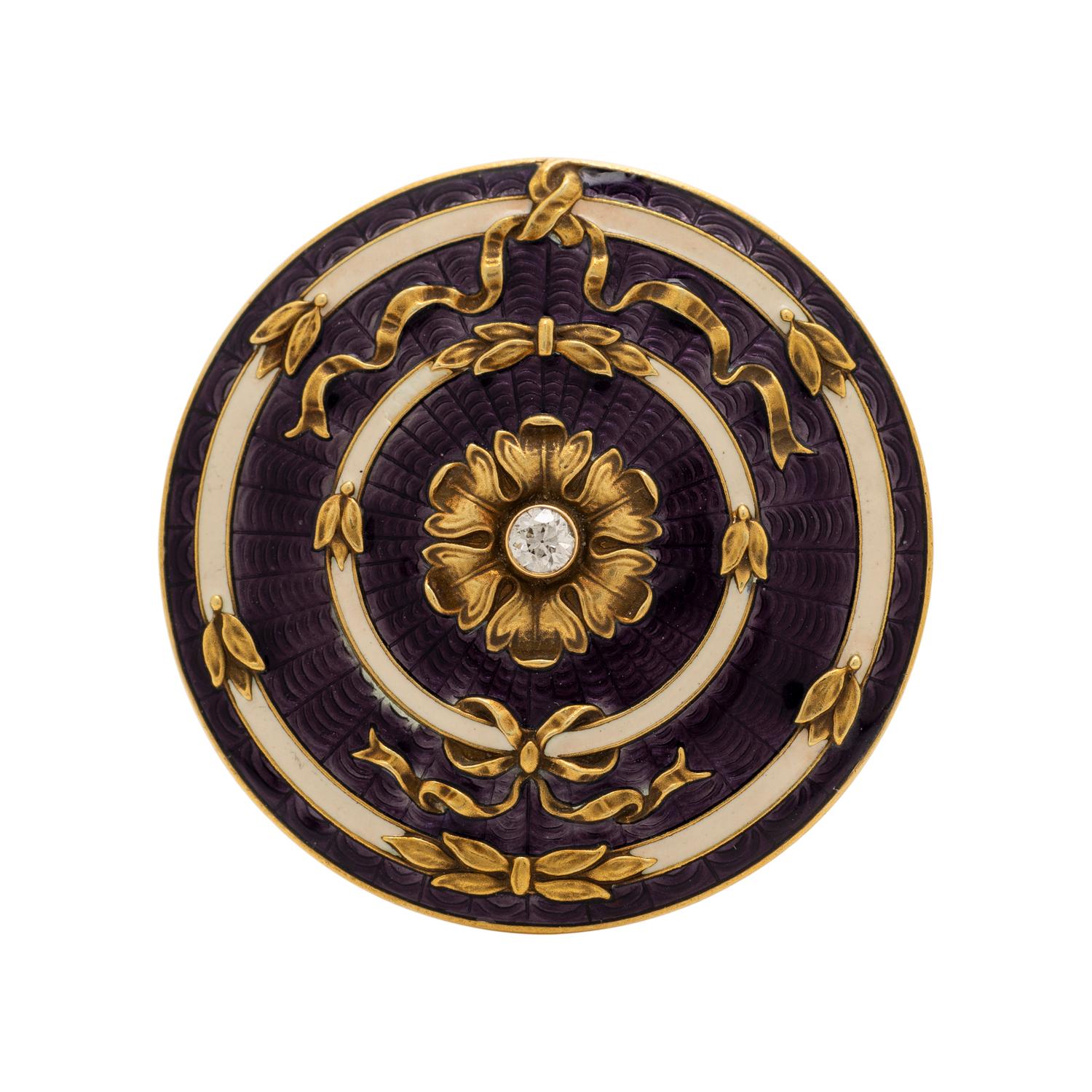 ENAMEL AND DIAMOND BROOCH