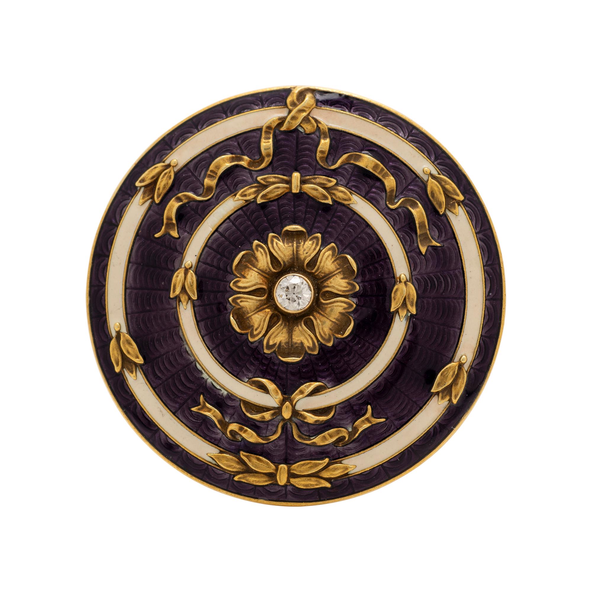ENAMEL AND DIAMOND BROOCH