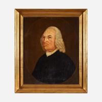 English School 18th century Two Works: Portrait of a Reverend and Small Portrait of a Gentleman Seated in His Library, circa 1795