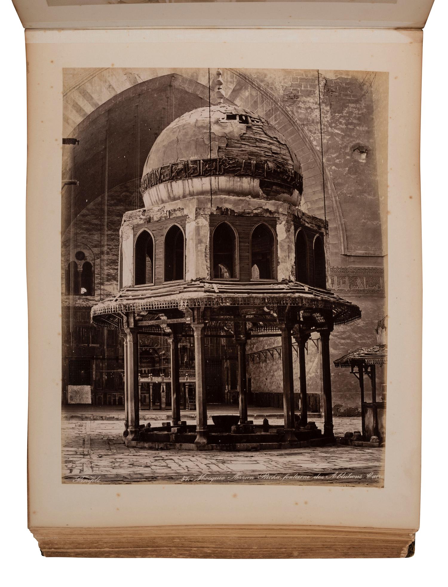 [EARLY PHOTOGRAPHY]. Album containing 96 photographs of Egypt, incl. examples by SEBAH, BONFILS, and BEATO. Ca 1895.