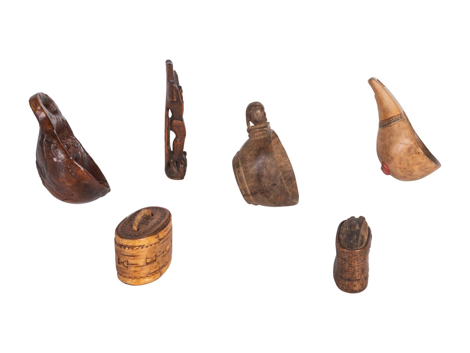 Collection of Canoe Cups, Birchbark Snuff Boxes, and Crucifix