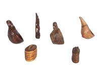 Collection of Canoe Cups, Birchbark Snuff Boxes, and Crucifix