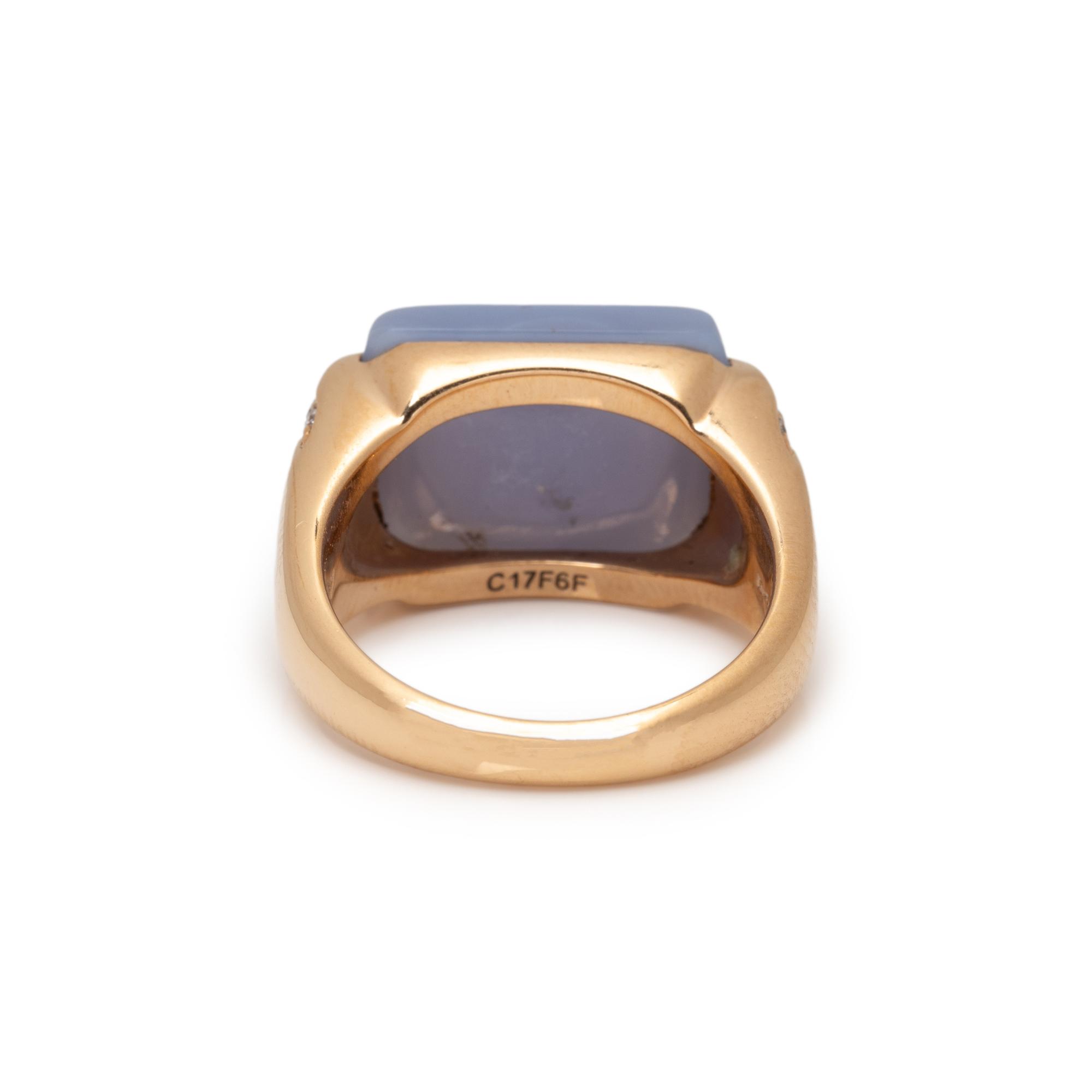 BULGARI, BLUE CHALCEDONY AND DIAMOND 'MVSA' RING
