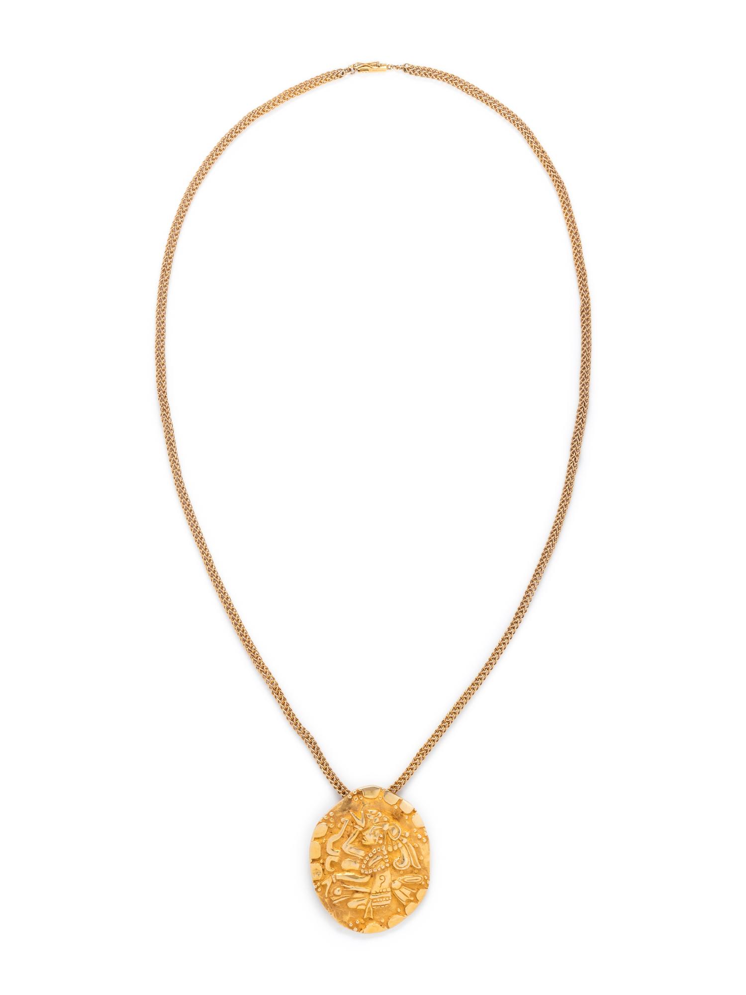 YELLOW GOLD PENDANT/BROOCH NECKLACE