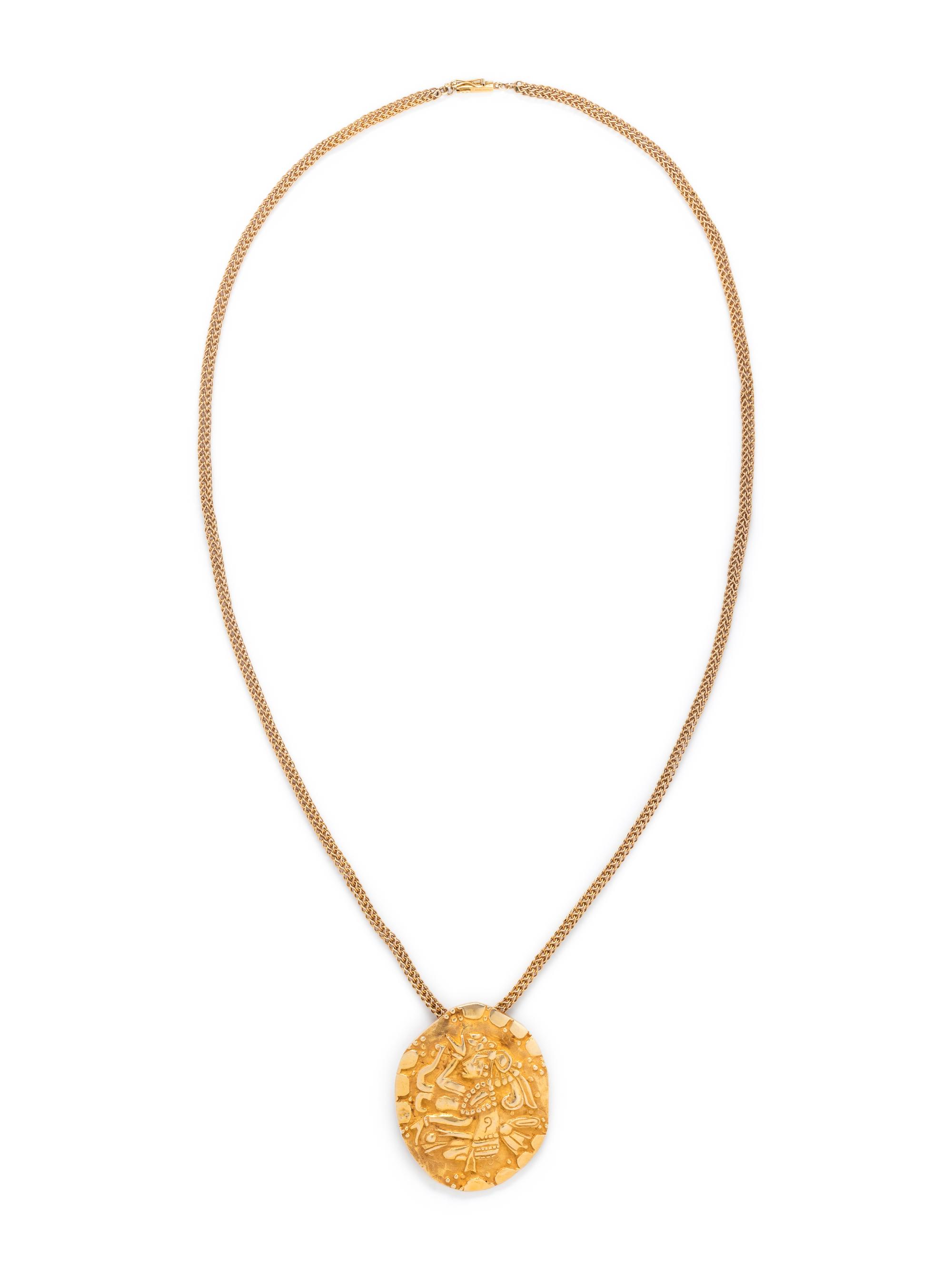 YELLOW GOLD PENDANT/BROOCH NECKLACE