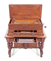A Swiss Interchangeable Cylinder Music Box Height overall 40 1/2 x width 42 x depth 23 1/2 inches. — MERMOD FRERES