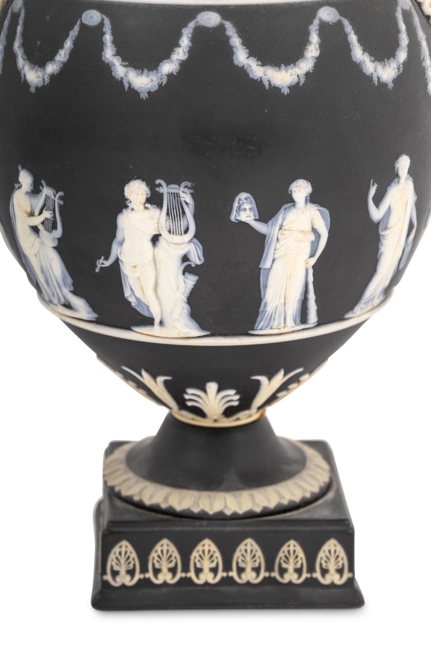 A Pair of Wedgwood Jasperware Lidded Urns