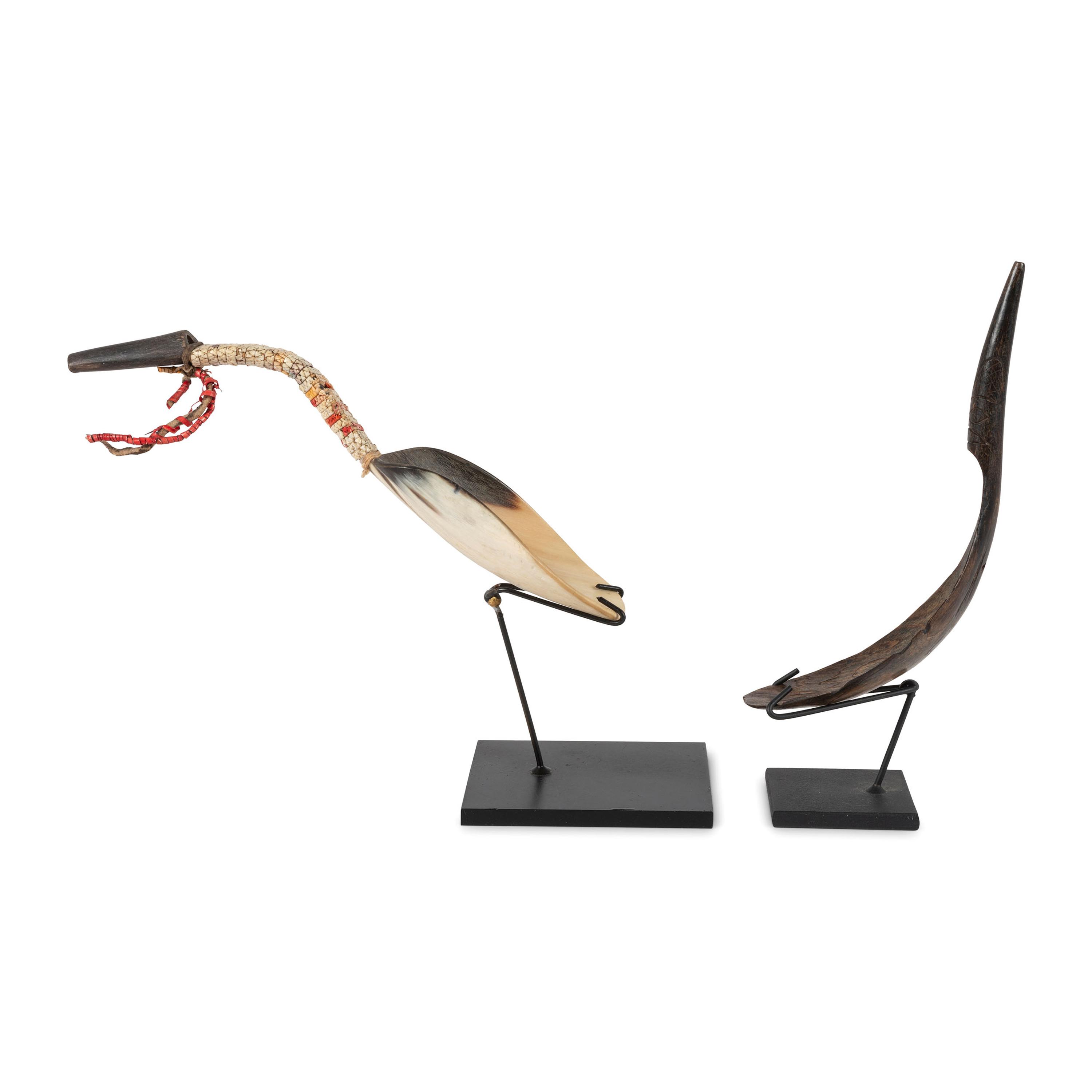 Plains Quilled Horn Spoon AND Northwest Coast Carved Horn Spoon