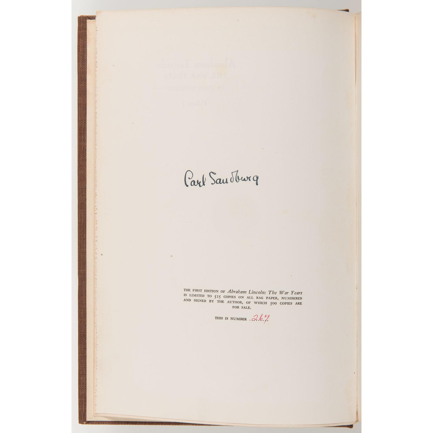Abraham Lincoln: The War Years , Carl Sandburg, Signed Limited Edition in Four Volumes