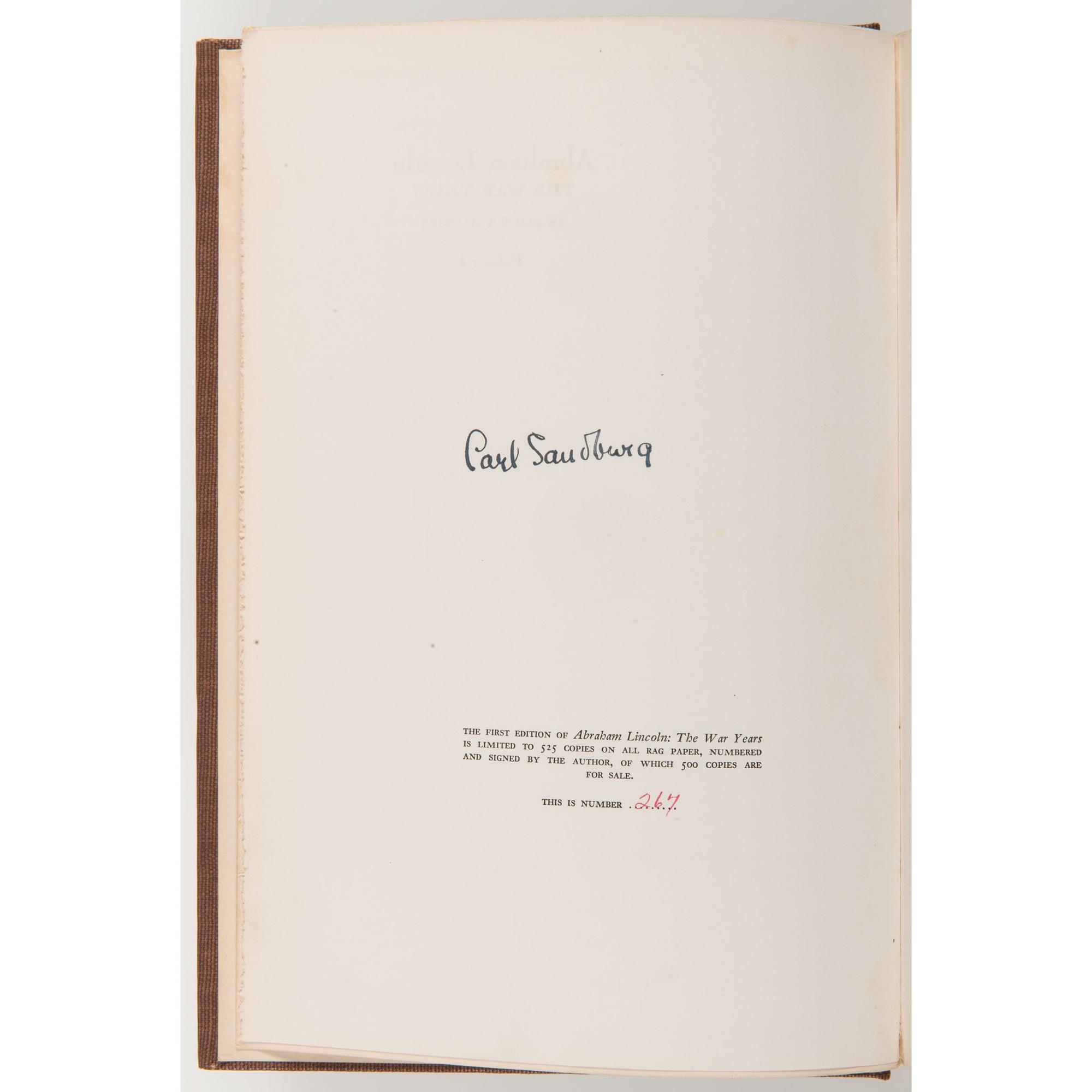 Abraham Lincoln: The War Years , Carl Sandburg, Signed Limited Edition in Four Volumes