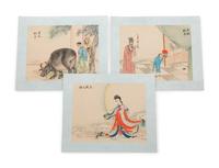A Group of Chinese Ink and Color on Silk Paintings