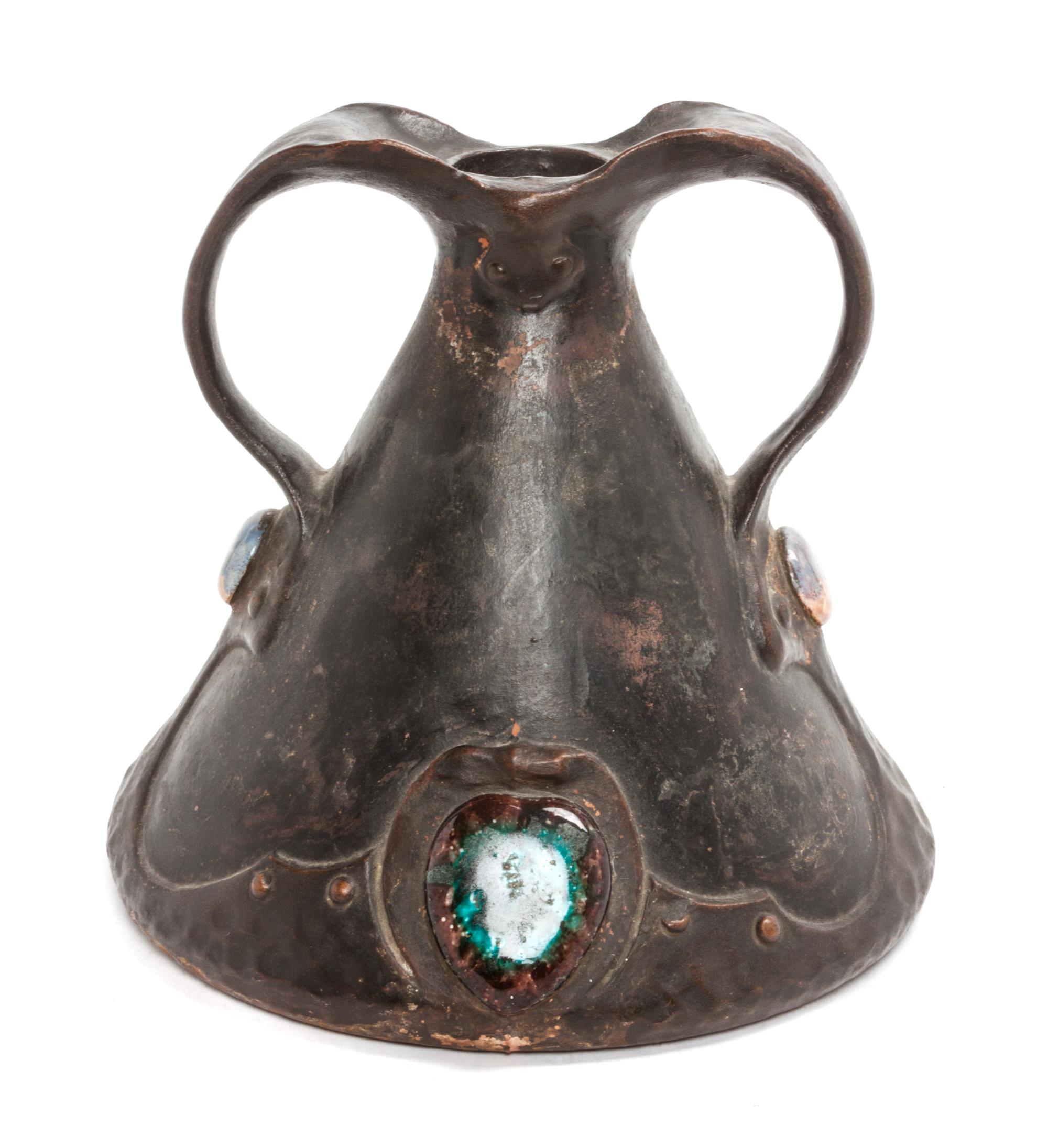 A Bretby Jeweled Pottery Vase Height 8 3/4 inches.