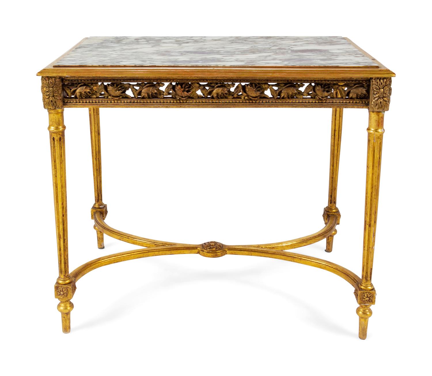 A Louis XVI Style Giltwood Table
