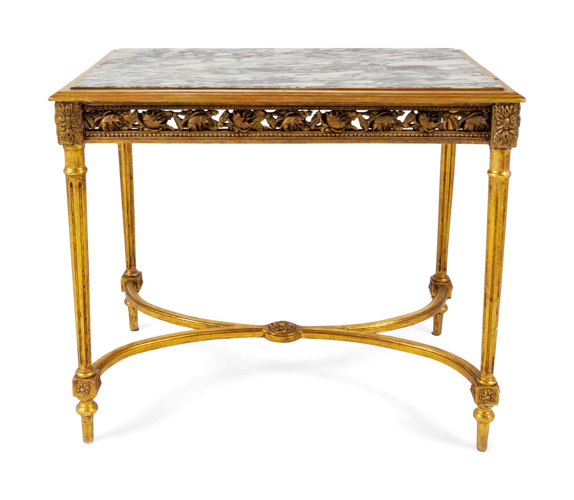 A Louis XVI Style Giltwood Table