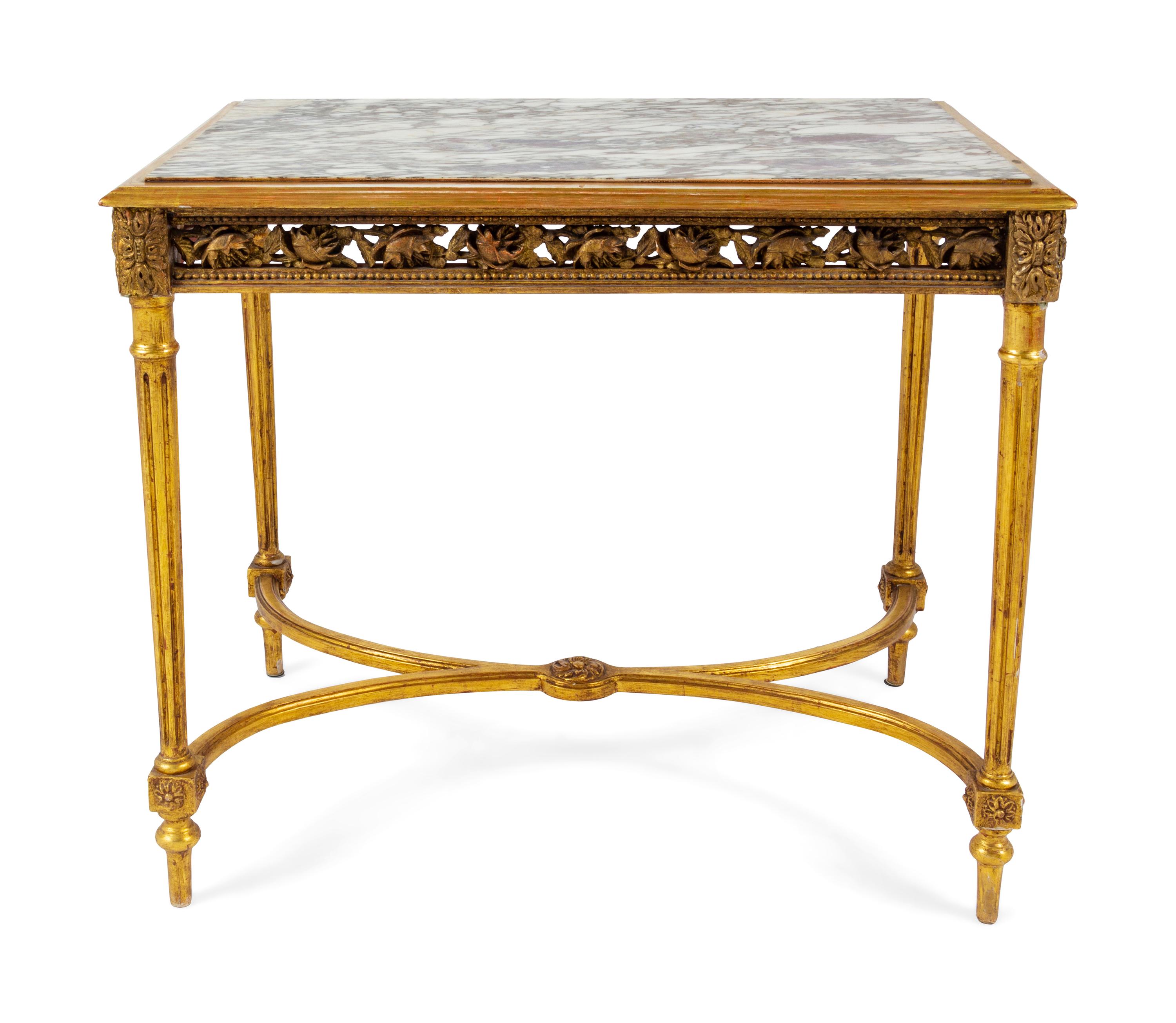 A Louis XVI Style Giltwood Table
