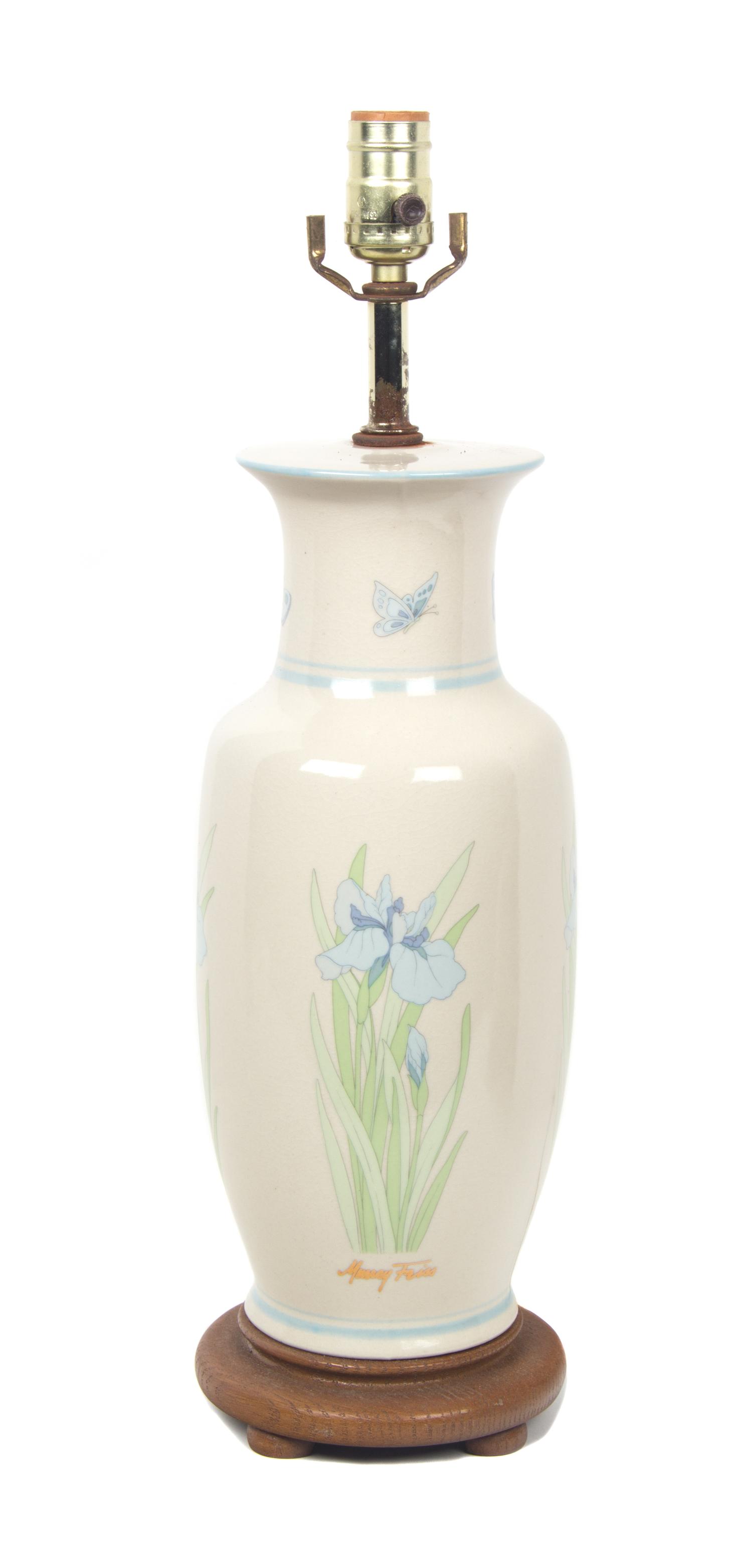 A Ceramic Lamp Height overall 21 inches.