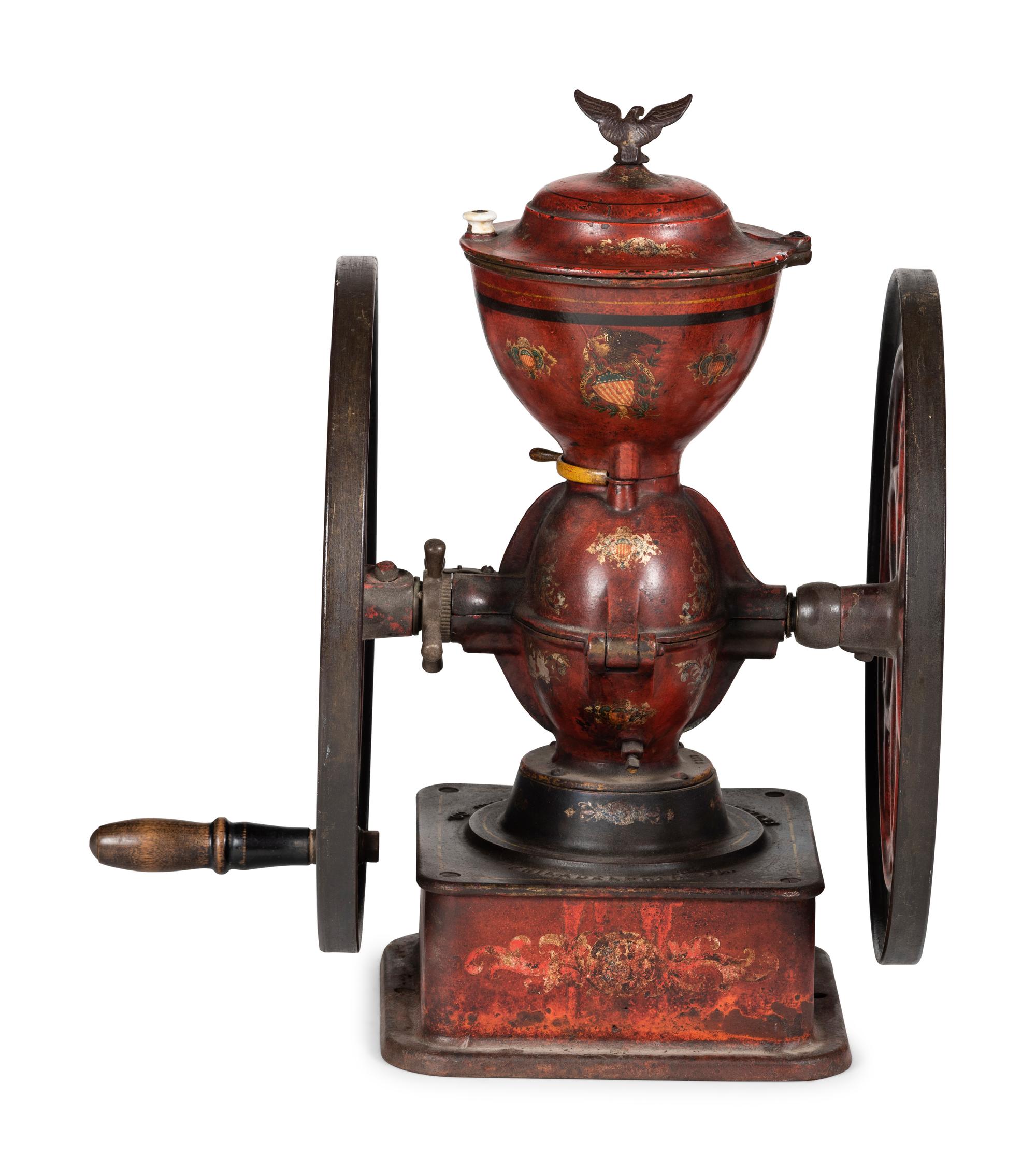 An Enterprise No. 9 Monumental Painted Cast Iron Coffee Mill
