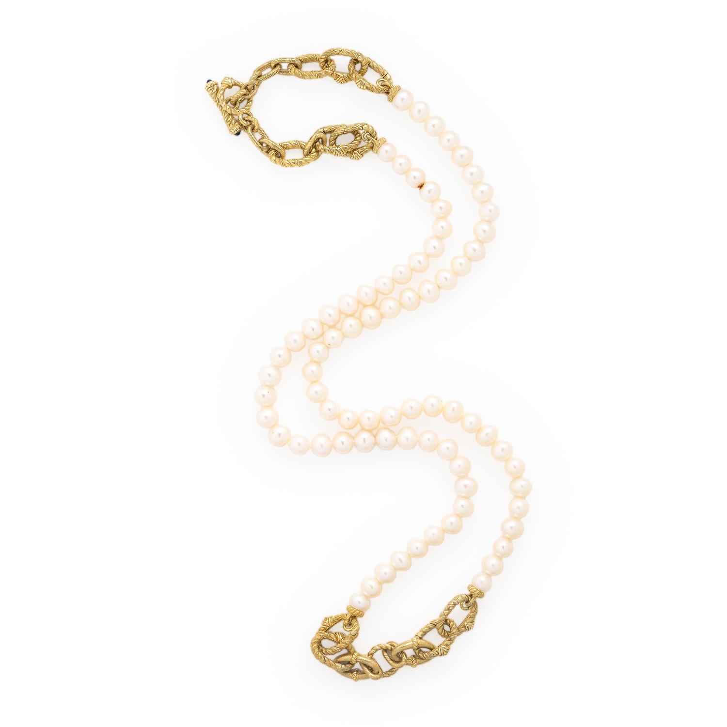 Judith Ripka, Cultured Pearl and Sterling Silver Necklace