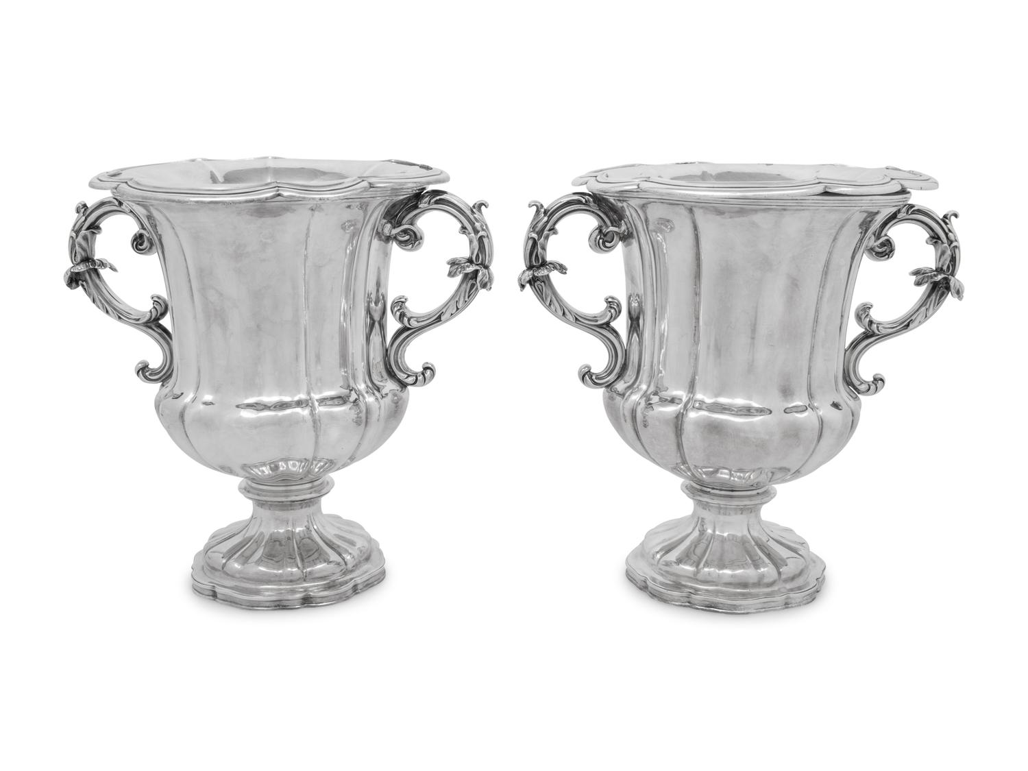 A Pair of English Silver-Plate Wine Coolers