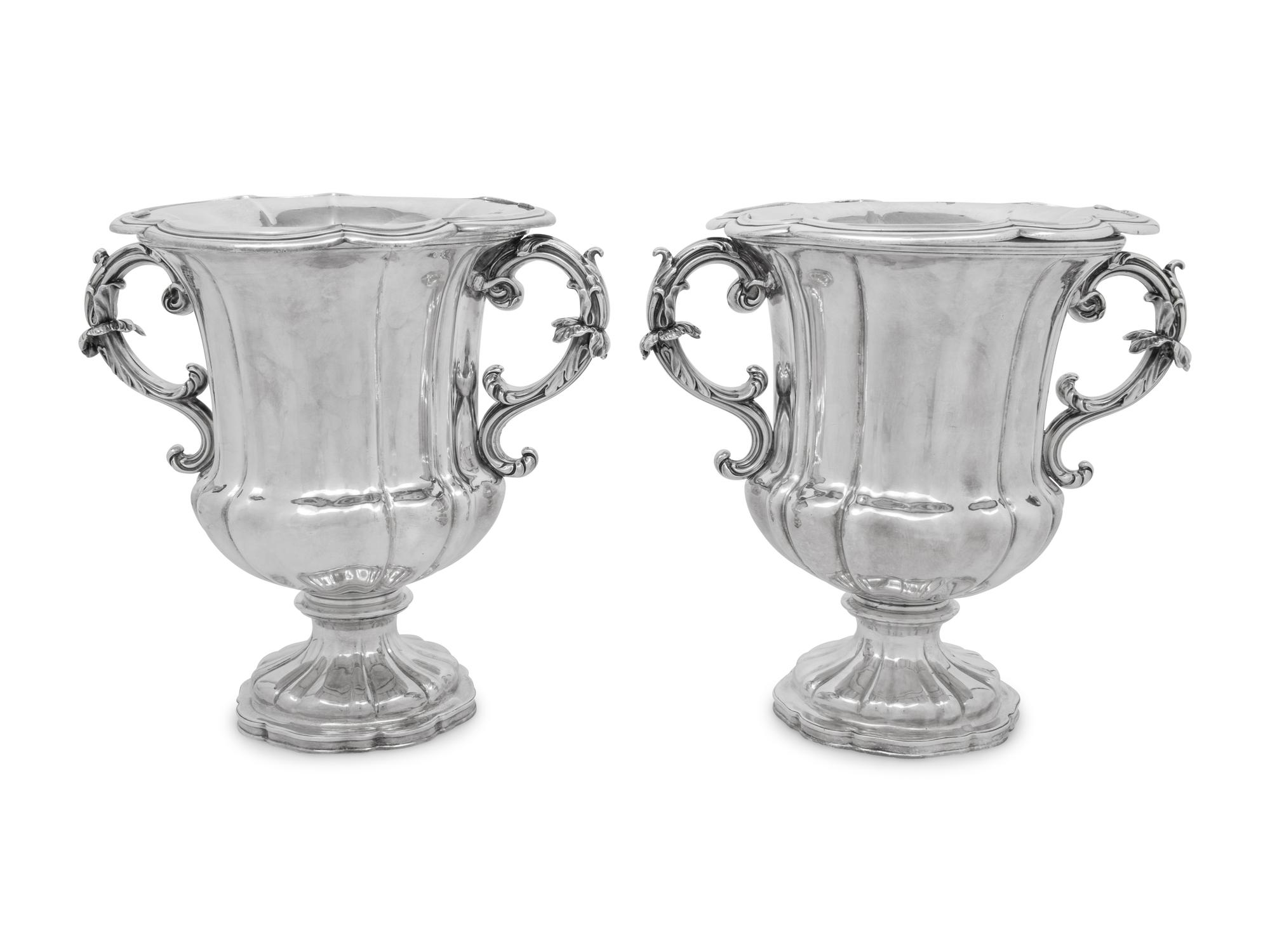 A Pair of English Silver-Plate Wine Coolers