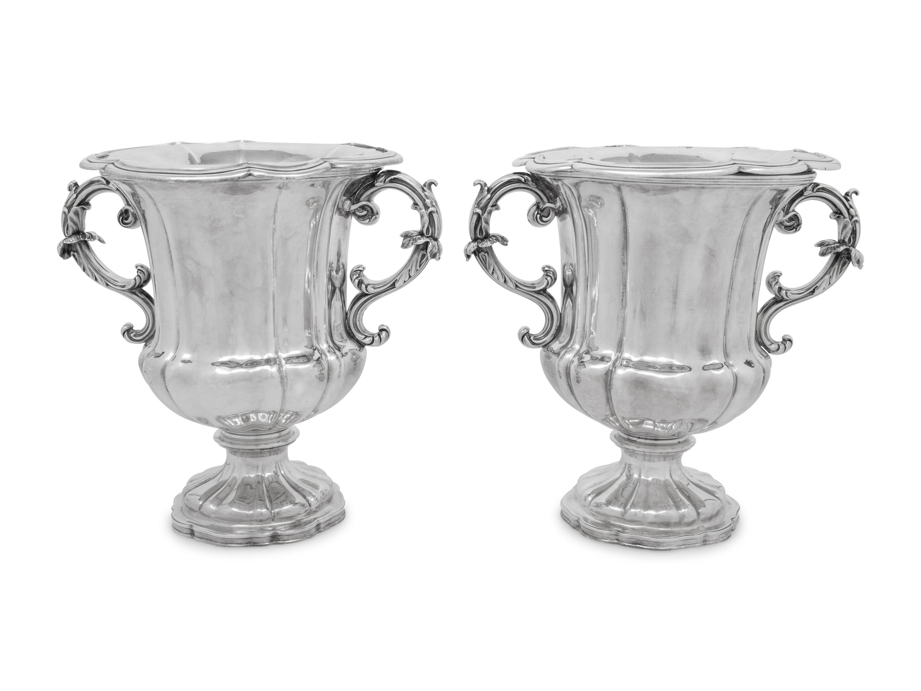 A Pair of English Silver-Plate Wine Coolers