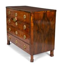 A Biedermeier Walnut Veneered and Grain-Painted Commode