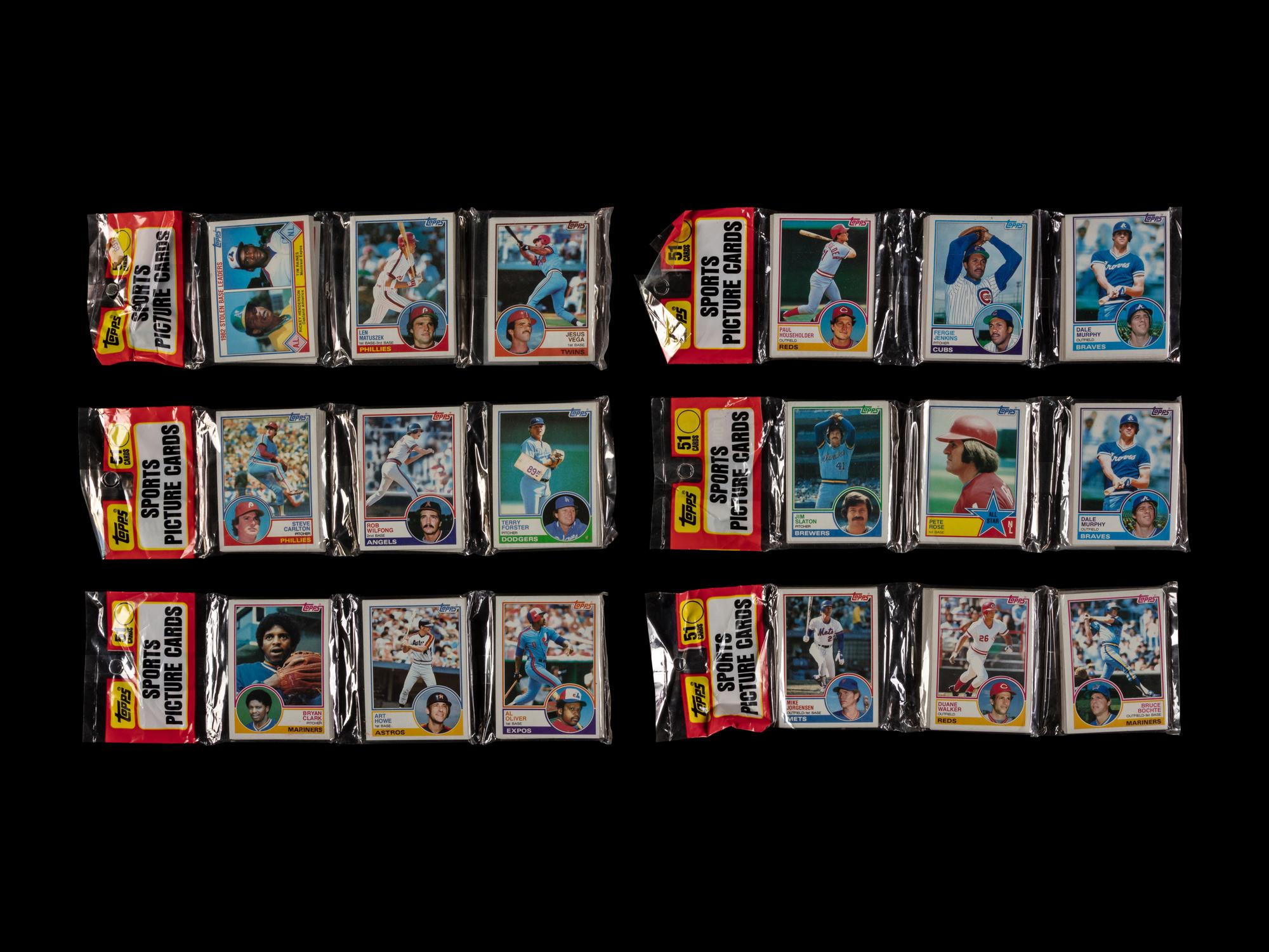A Collection of Unopened 1983 Topps Baseball Card Rack Packs (x6) – Possible Boggs, Gwynn, Sandberg Rookies