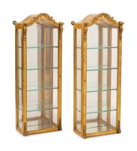 A Pair of Italian Giltwood Hanging Vitrine Cabinets