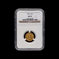 A 1909 Indian Head $2.50 Gold Coin [NGC MS62]