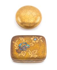 Two Small Gilt Lacquer Covered Boxes Length of larger 4 inches. — 19TH CENTURY