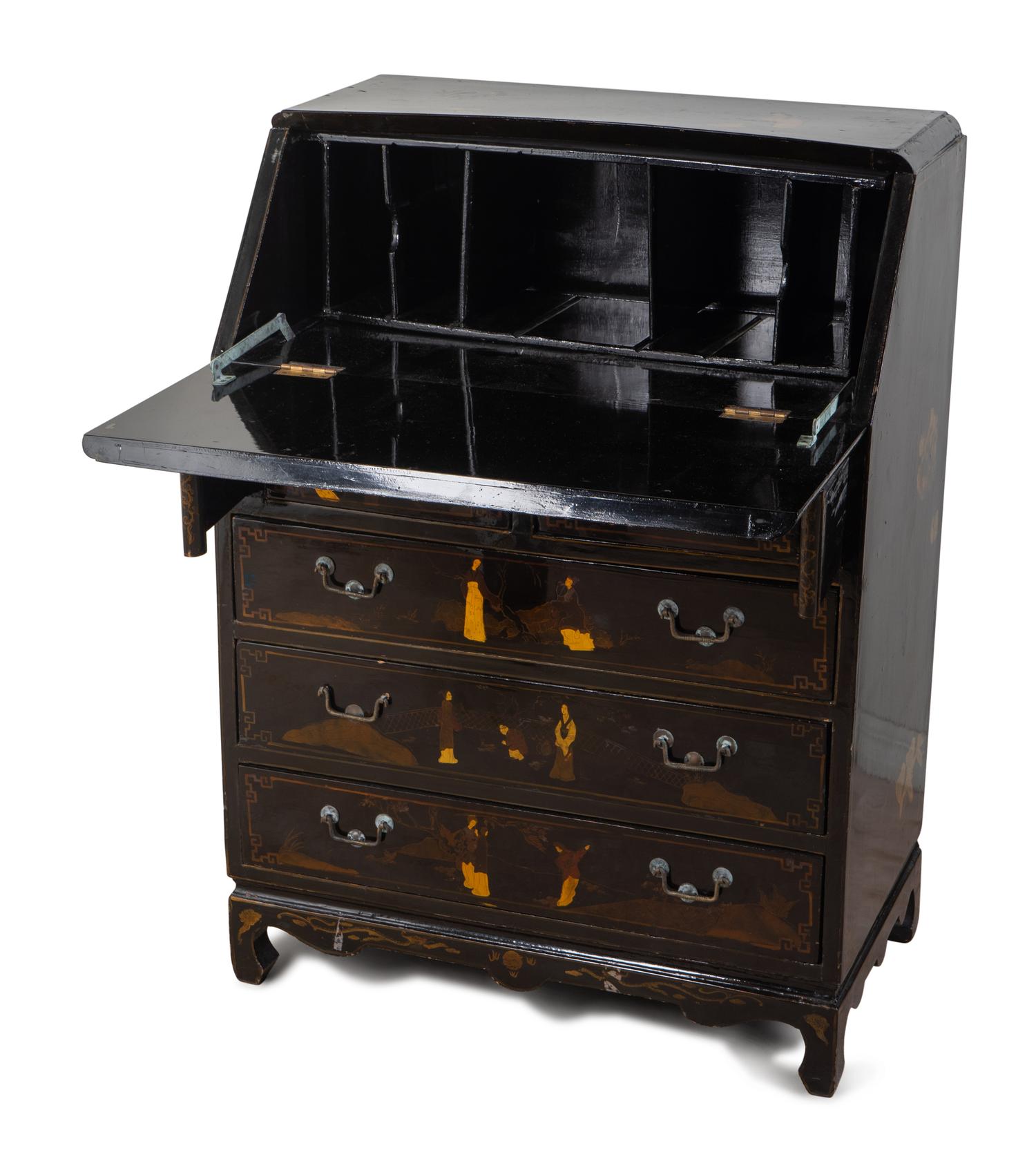 A Chinese Export Style Lacquered Slant-Front Desk — 20TH CENTURY
