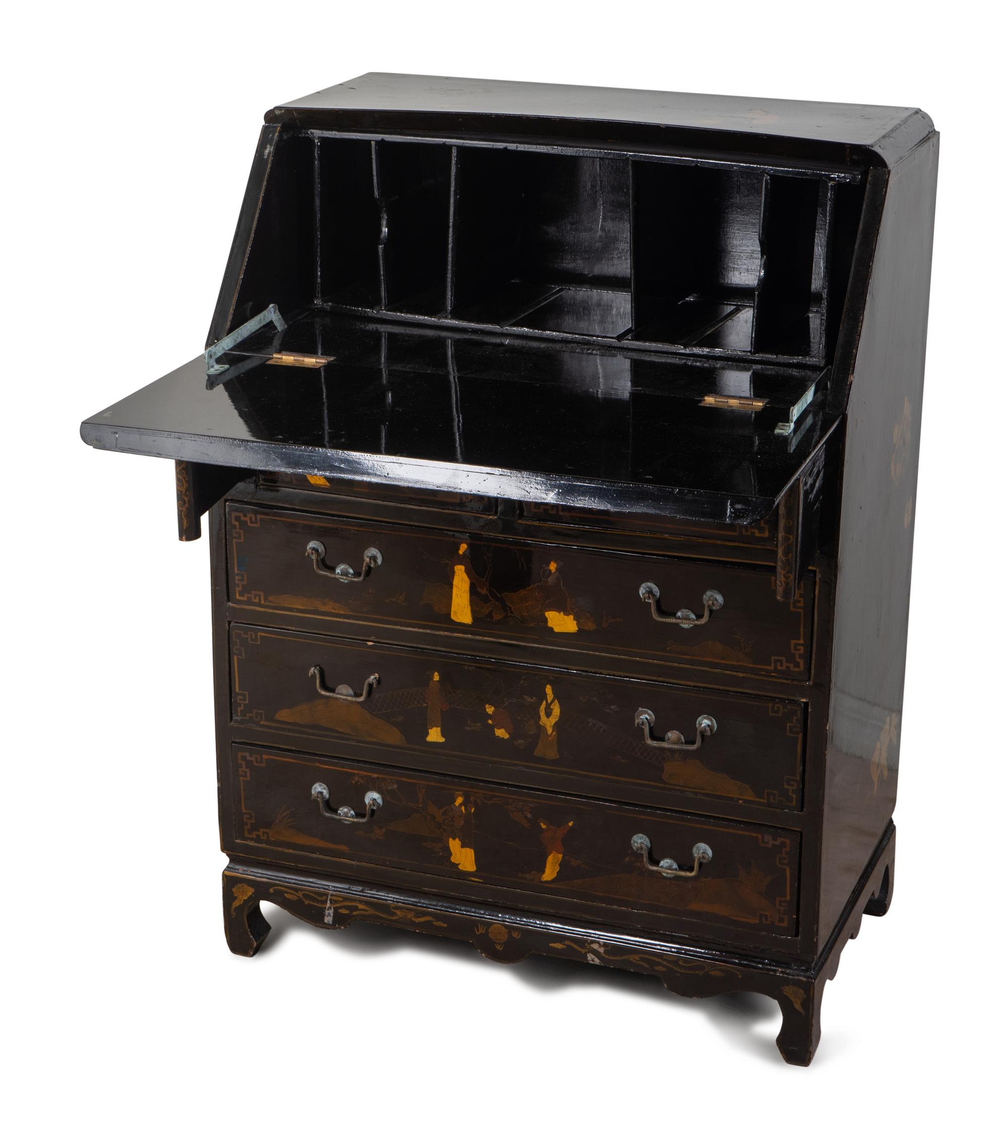 A Chinese Export Style Lacquered Slant-Front Desk — 20TH CENTURY