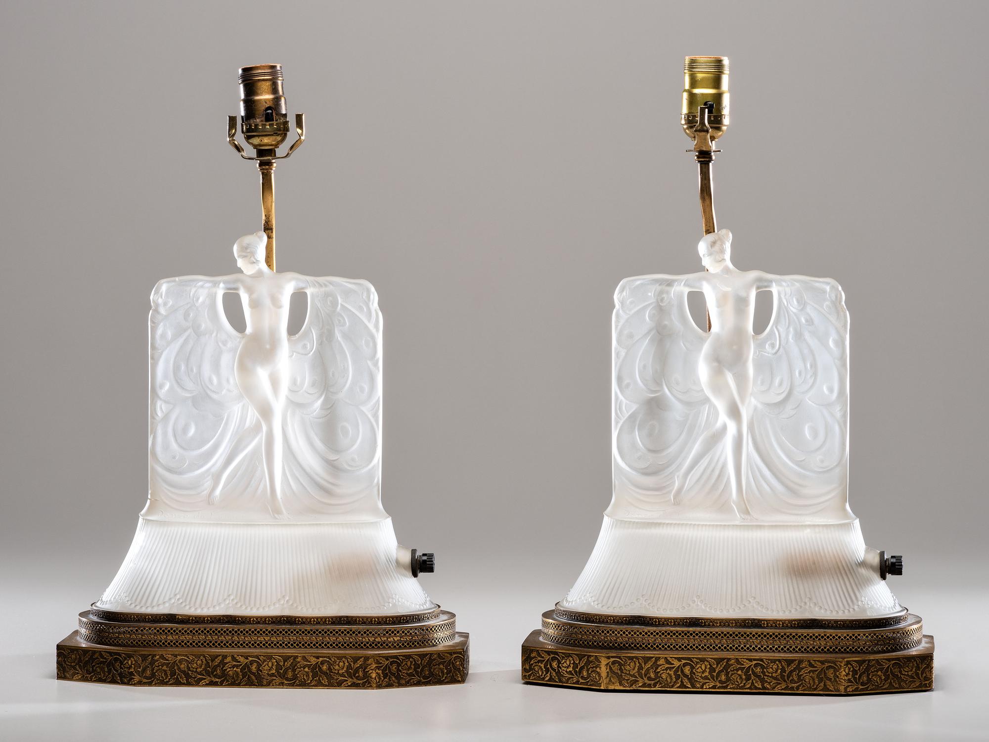 Pair of Art Deco Boudoir Lamps