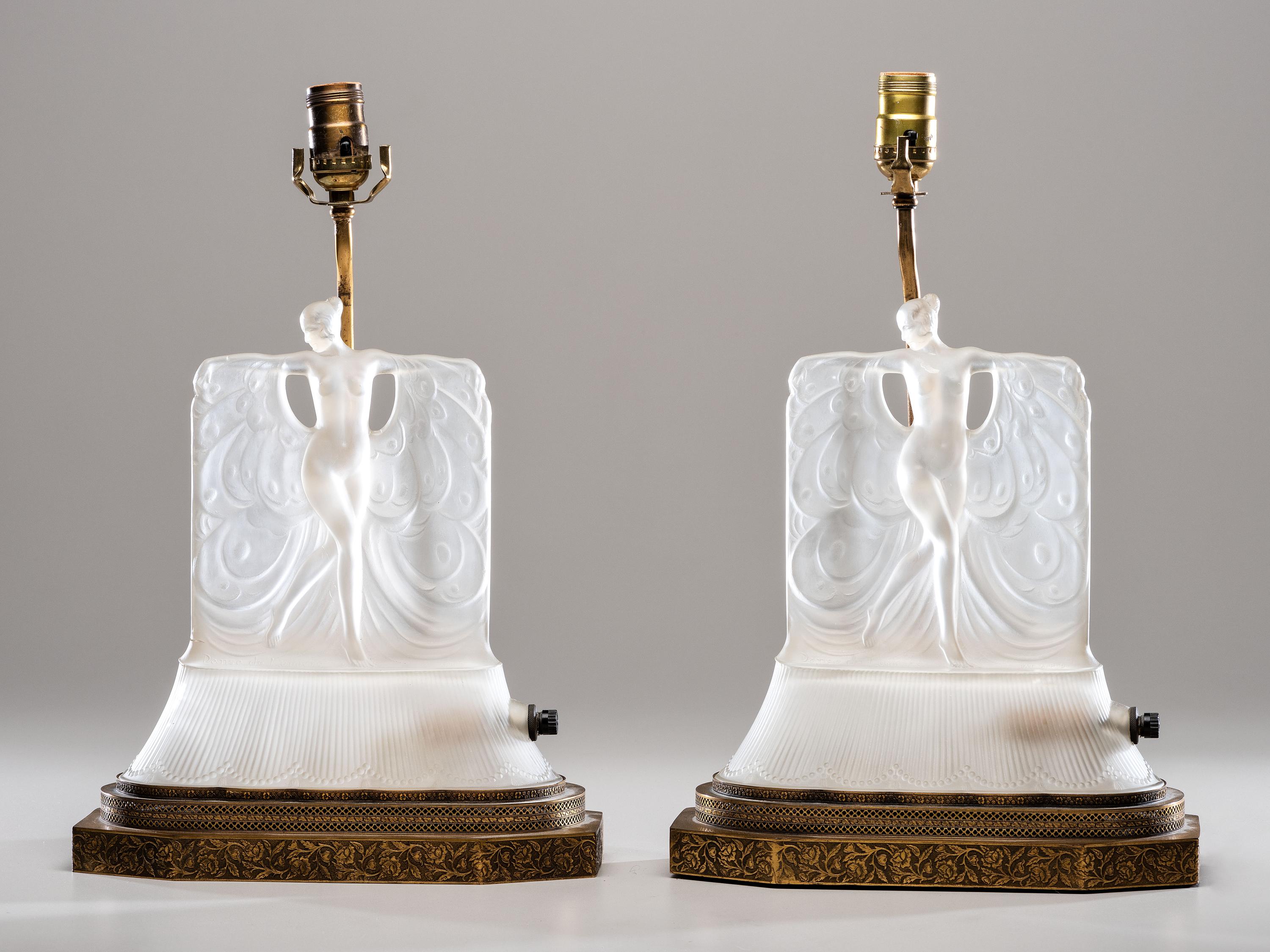 Pair of Art Deco Boudoir Lamps