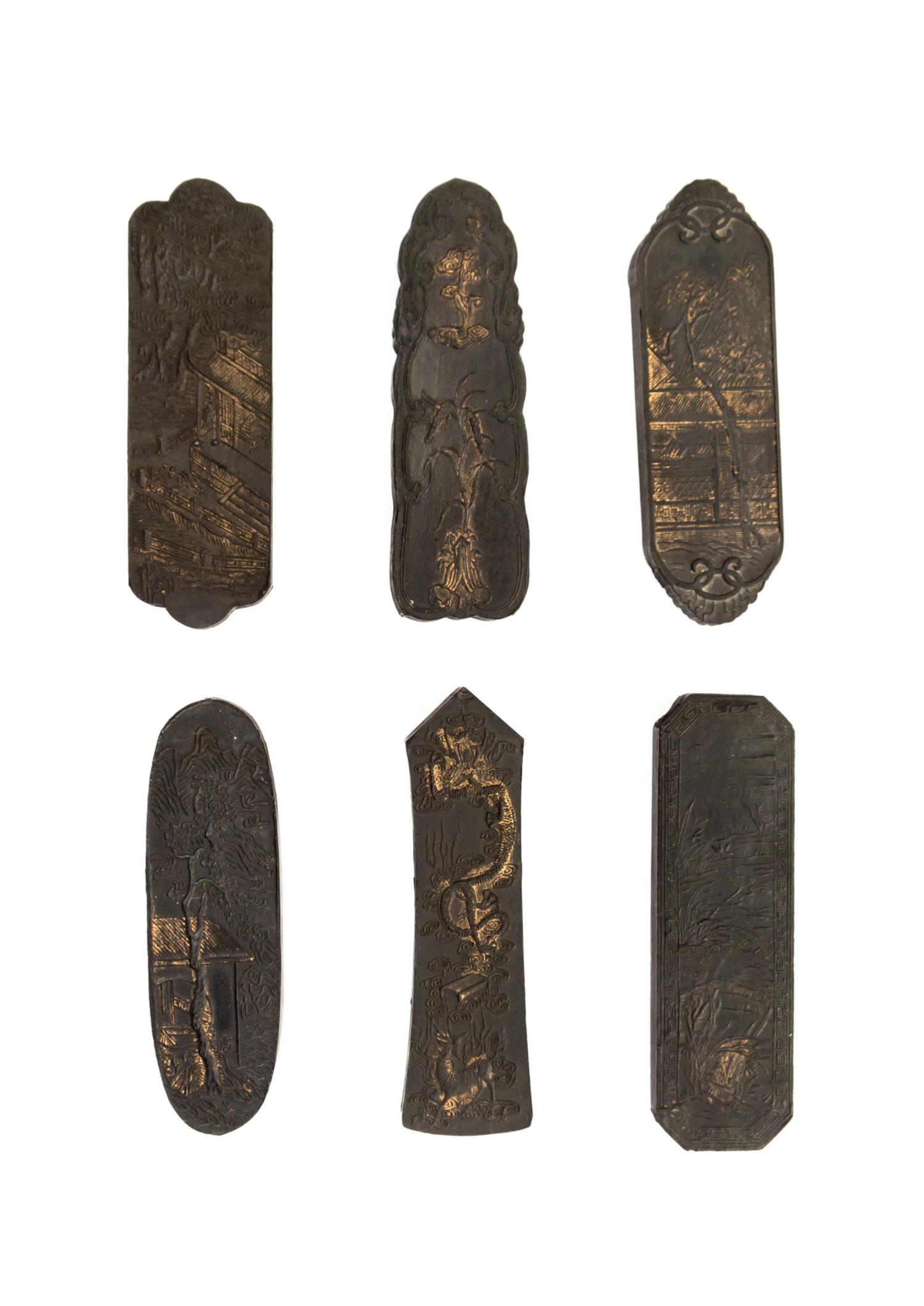 A Set of Six Ink Cakes Height 4 1/4 inches. — LATE QING DYNASTY