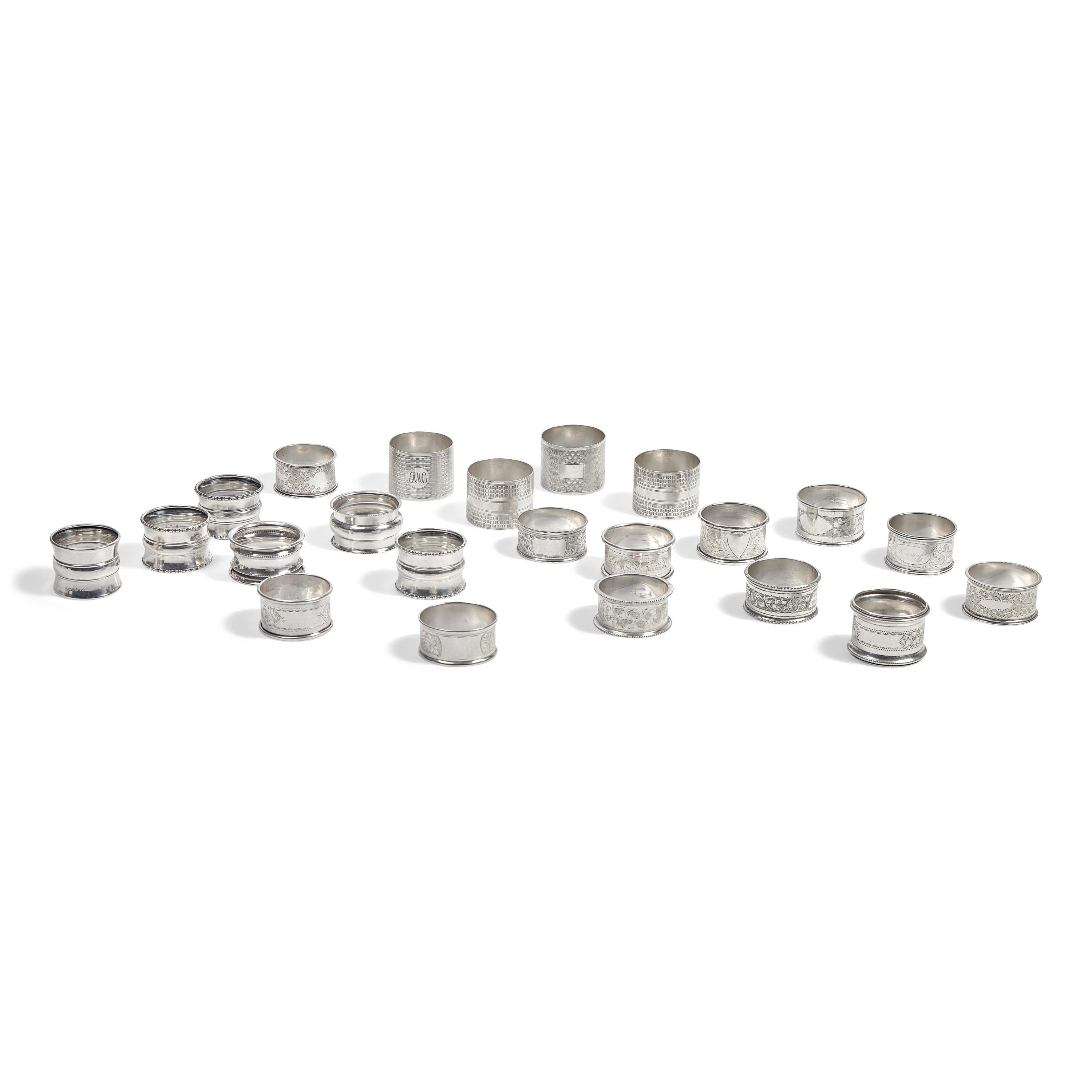 An Assembled Group of English Sterling Silver Napkin Rings