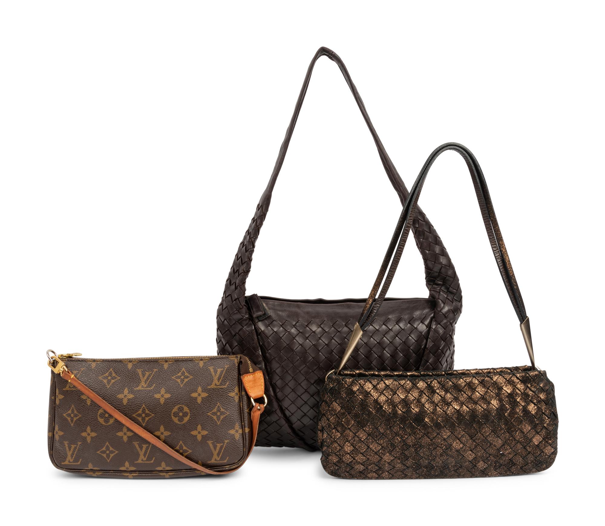 Three Designer Bags: Two Bottega Veneta, One Louis Vuitton, 1980-90s