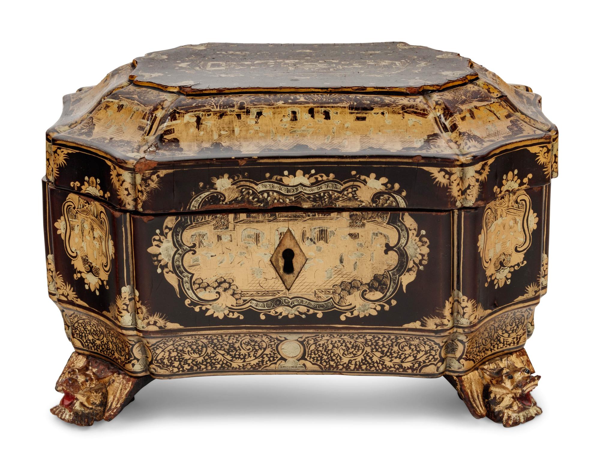 A Chinese Export Lacquered Work Box