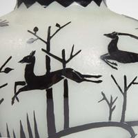 Frederick Carder (British, 1863-1963) Mirror Black over Alabaster Vase, "Hunting" Pattern, Steuben, USA, circa 1927-1932