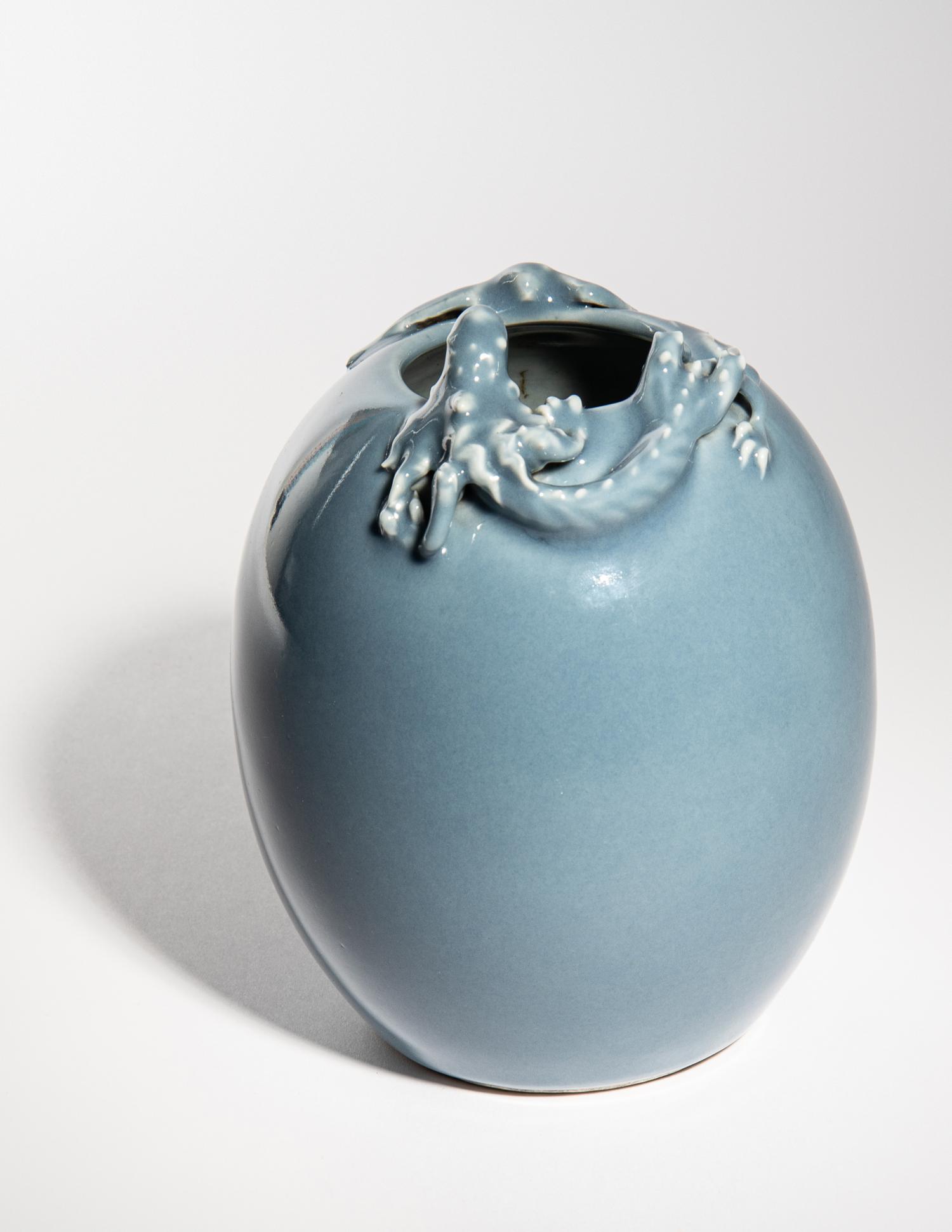 A Chinese Claire-de-Lune Glazed Porcelain 'Chilong' Vase